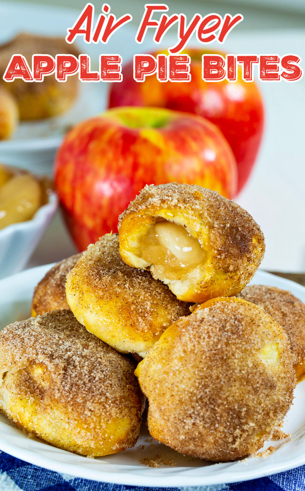 Bite out of Apple Pie Biscuit Bomb to show inside.