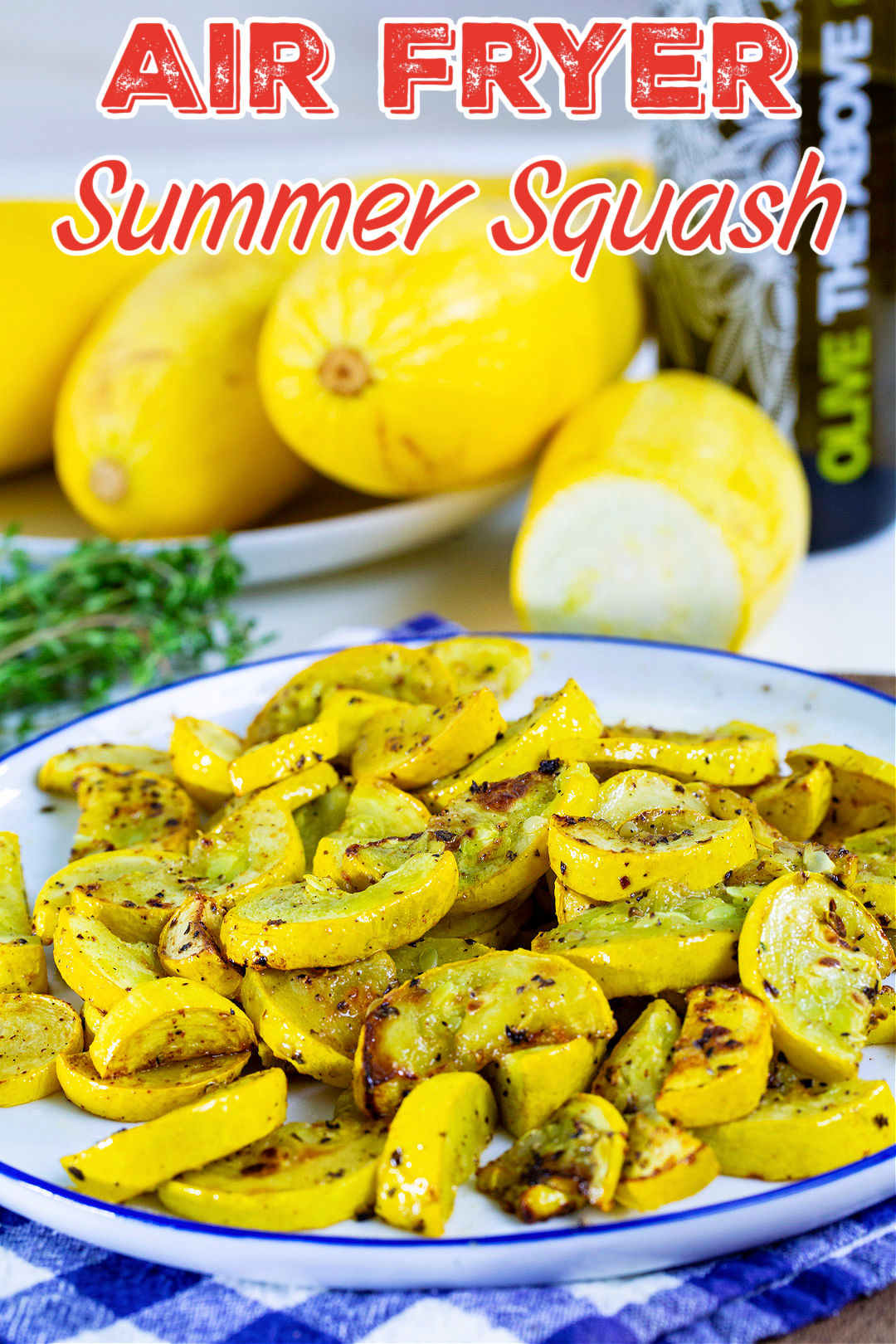 Air Fryer Yellow Squash on a plate.