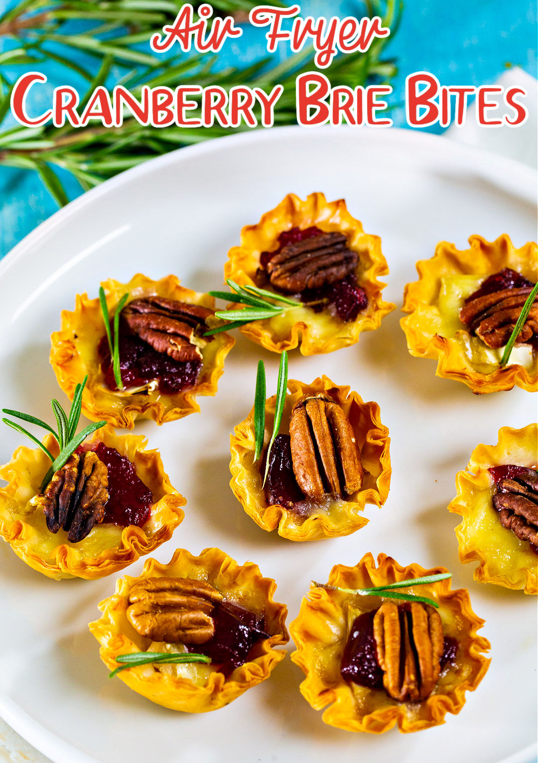 Air Fryer Cranberry Brie Cups on a plate.