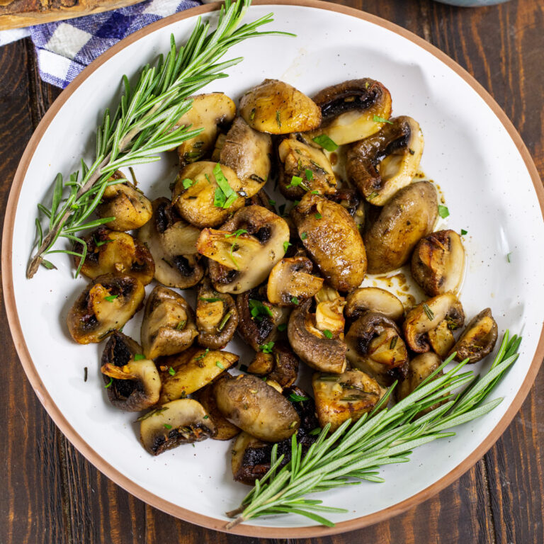 Air Fryer Garlic Rosemary Mushrooms