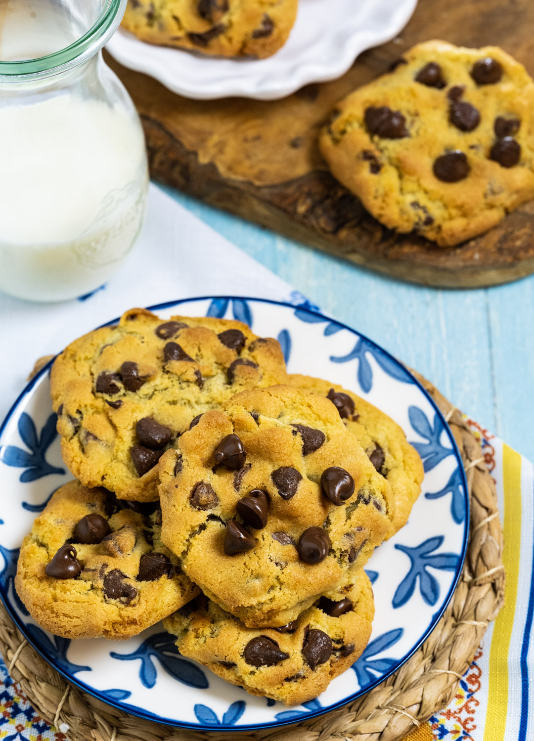 Chocolate Chip Cookies on a plate.