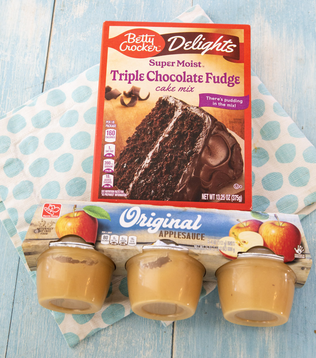 Ingredients needed for chocolate mug cake.