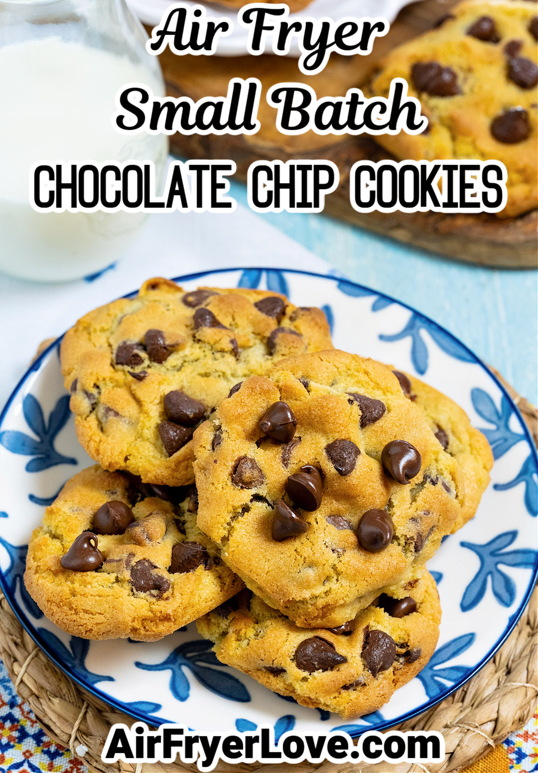 Air Fryer Chocolate Chip Cookies on a plate.