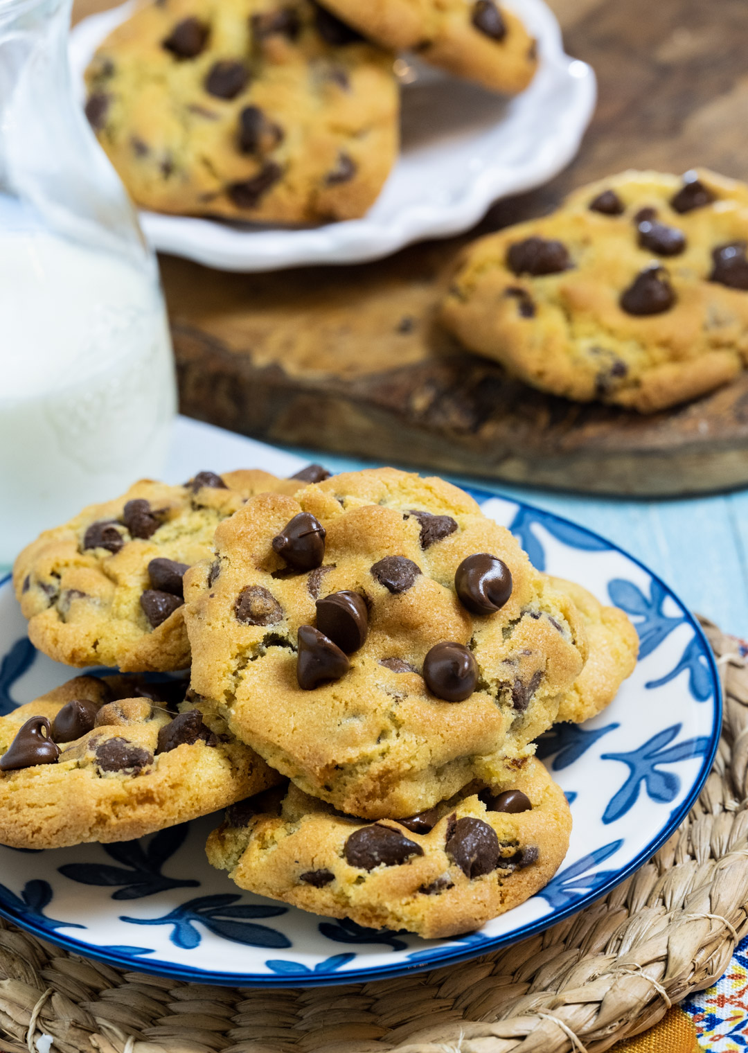 Air Fryer Small Batch Chocolate Chip Cookies on a plate.