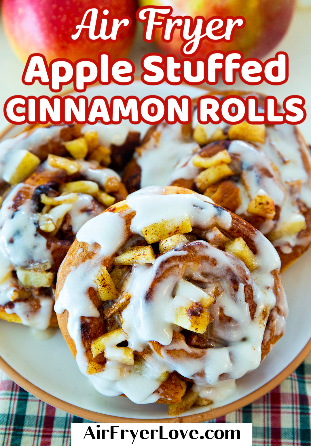 Apple Stuffed Cinnamon Rolls on a plate.