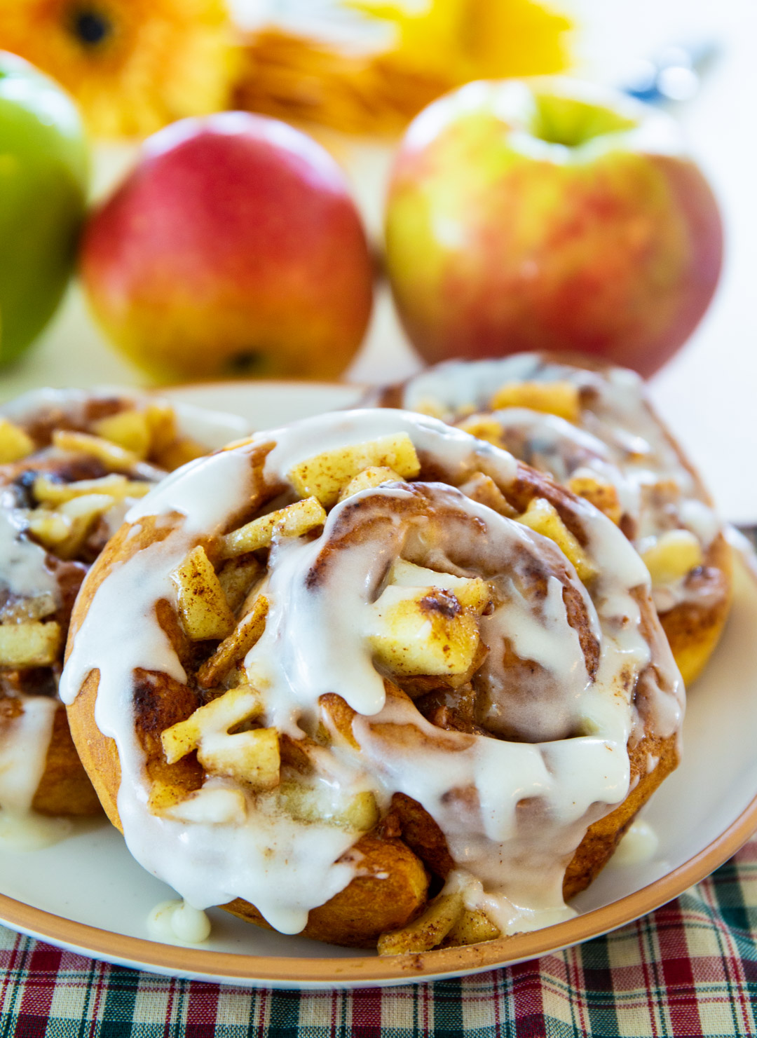 Cinnamon rolls on a plate.