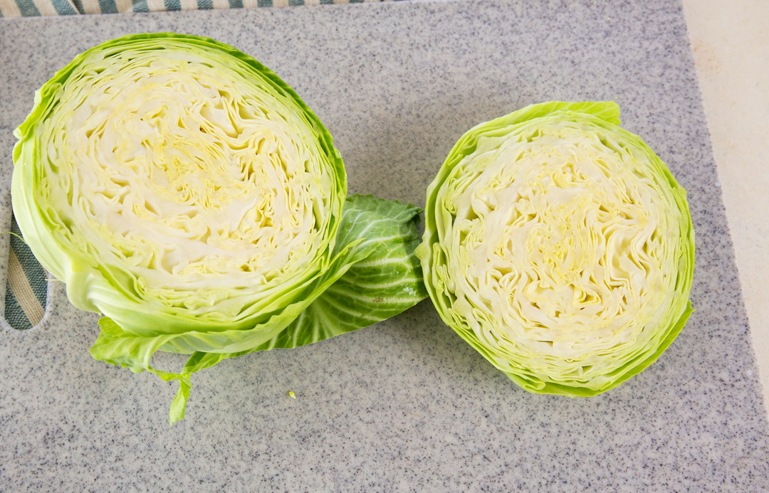 Cabbage steak cut from cabbage.