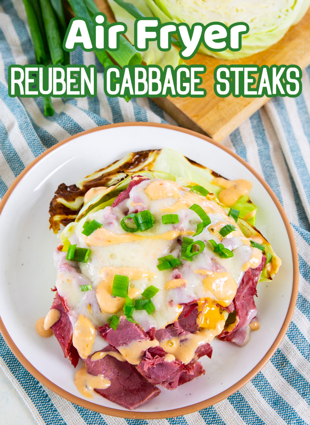 Air Fryer Reuben Cabbage Steaks on a plate.