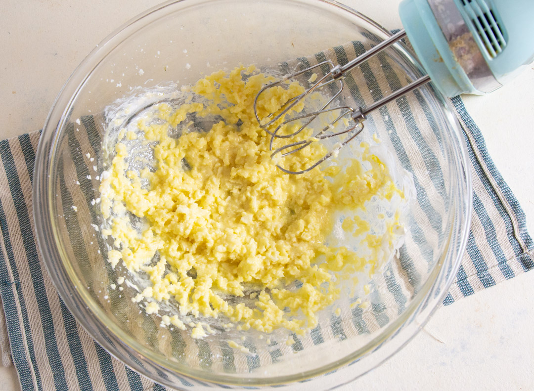 Batter with egg and sour cream added.