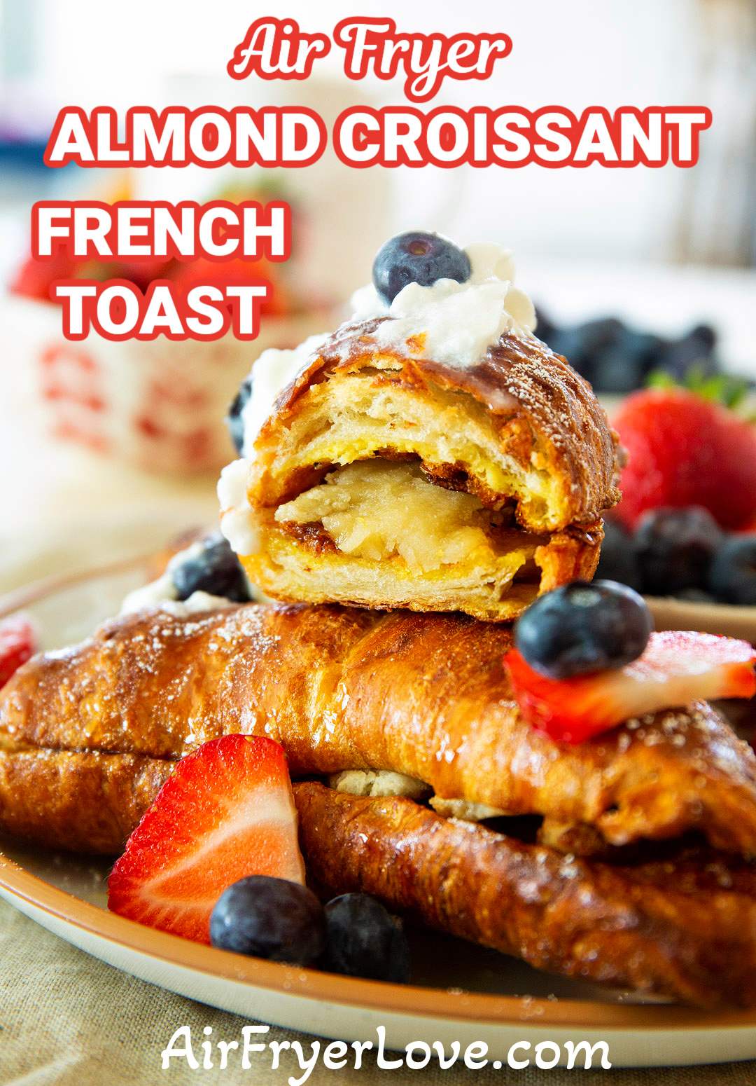 Close-up of inside of Almond Croissant French Toast.