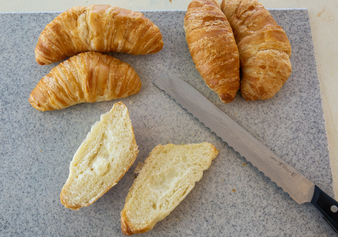 Croissants cut in half.