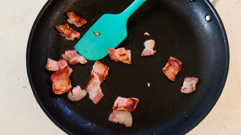 Cooking the bacon.