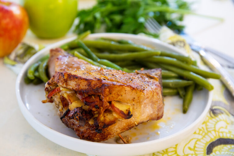 Air Fryer Apple Bacon Stuffed Pork Chops