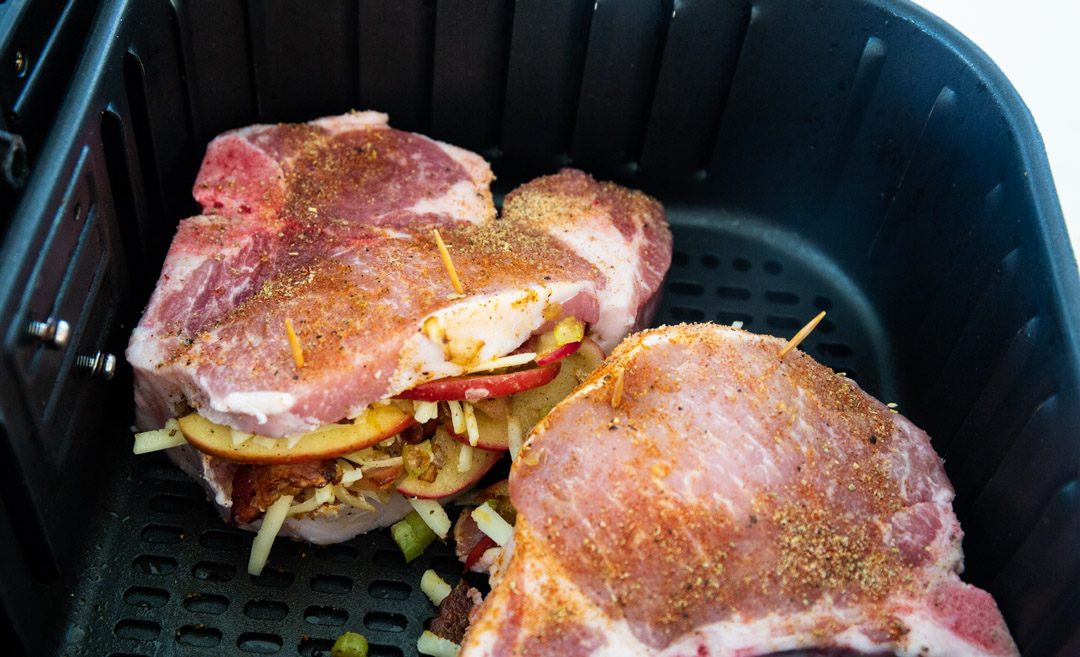 Stuffing in the pork chops